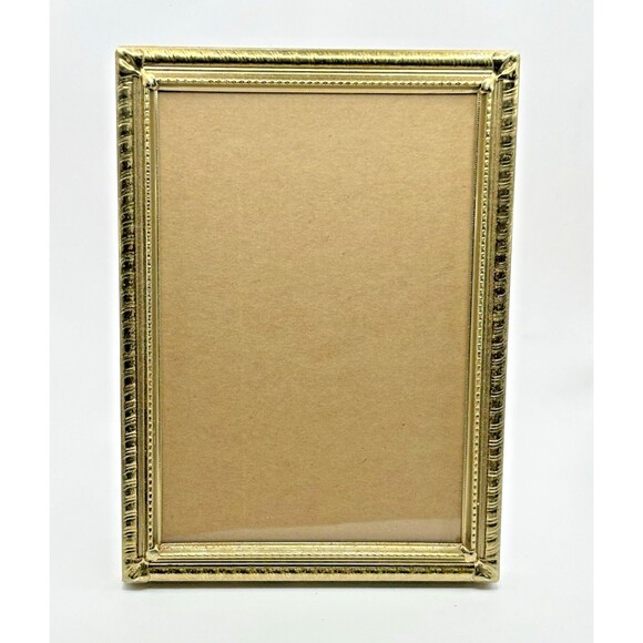 Vintage Gold Tone Picture Frame Holds 5x7 Inches Velvet Backing Used - Picture 2 of 16